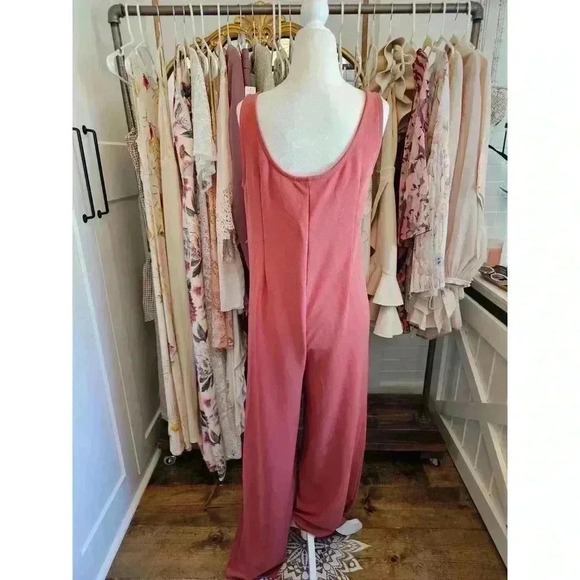 Streetwear Society Women's M Rose Pink Casual Wide Leg Jumpsuit Spring/Summer - Picture 2 of 9
